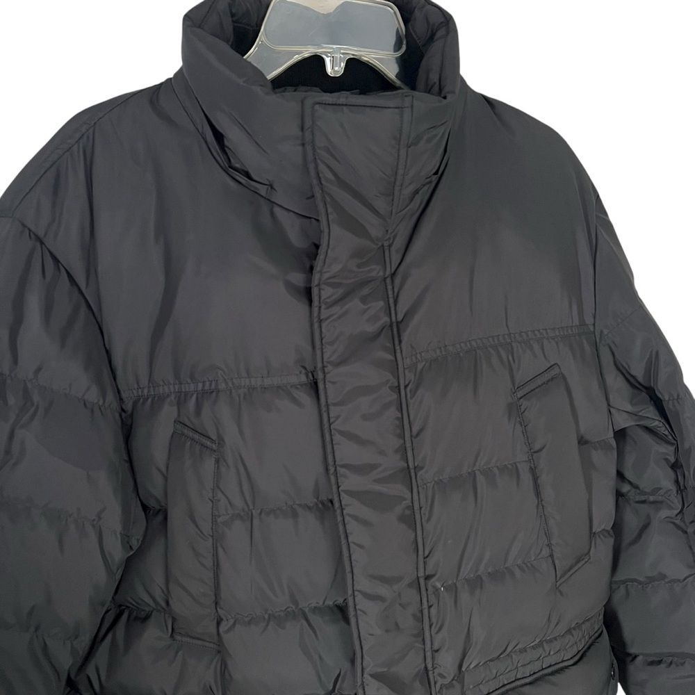 Uniqlo Men’s Medium Black Down Quilted Fill Puffer Coat Jacket Parka Mid-length - Picture 4 of 7